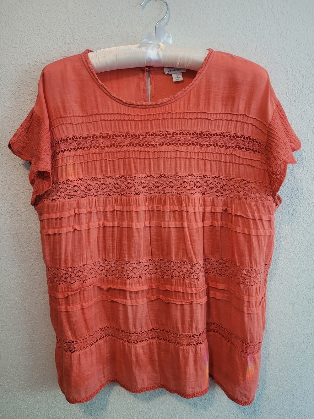 Sundance , orange , short sleeve , detailed top size , large